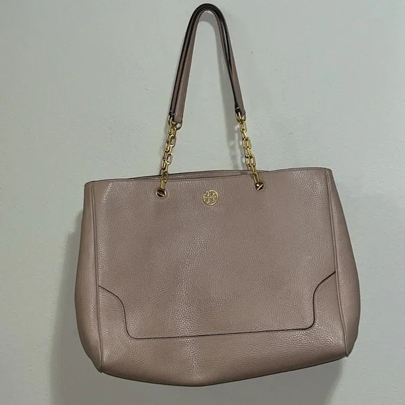Tory Burch Carter Tote Nude Pink Pebbled Leather - Picture 4 of 10